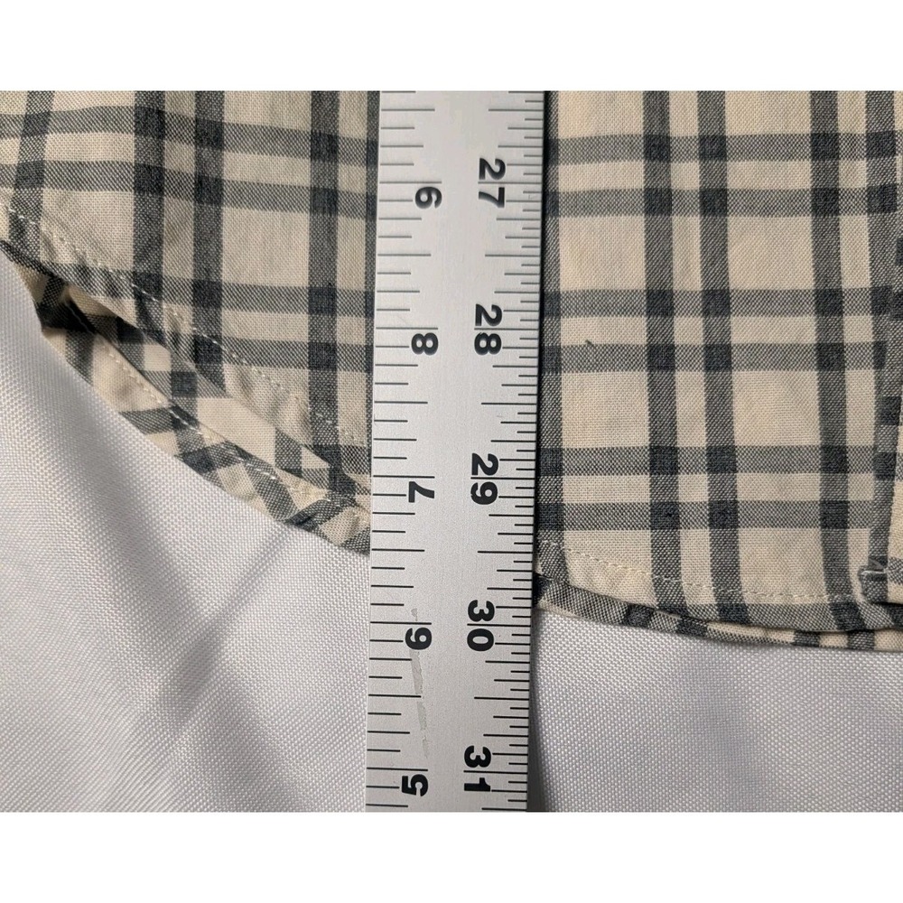 Zara Man Men's Medium Cream‎ and Navy Plaid Button Up Long Sleeve Shirt - Picture 6 of 10
